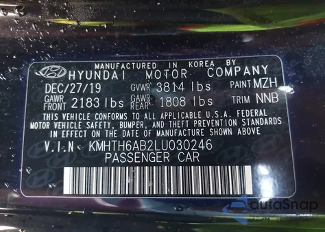 2020 Hyundai Veloster Turbo R-Spec from USA, damaged, VIN KMHTH6AB2LU030246